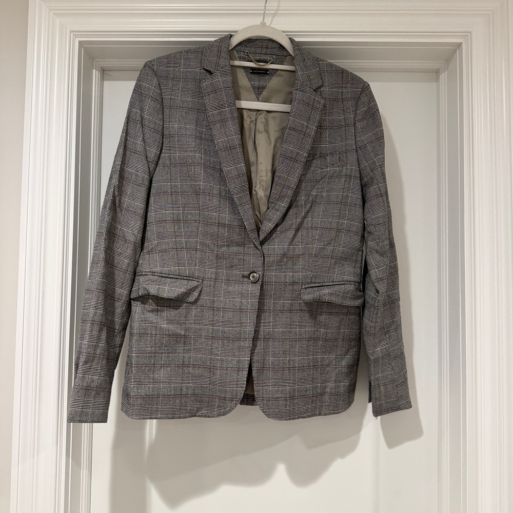 Massimo Dutti Gray Plaid Women's Blazer & Trousers - Picture 3 of 15